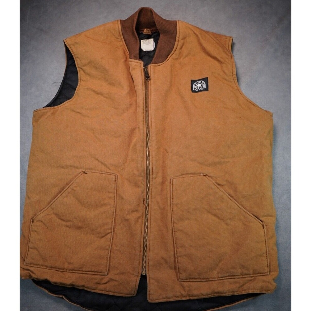 Vintage USA POLAR KING By KEY Men's XL Long Quilted/Insulated Brown‎ Duck Vest